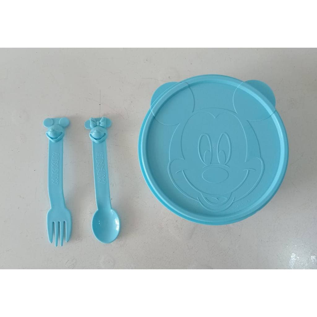 Tupper Prato  Baby Mickey Azul + Talheres