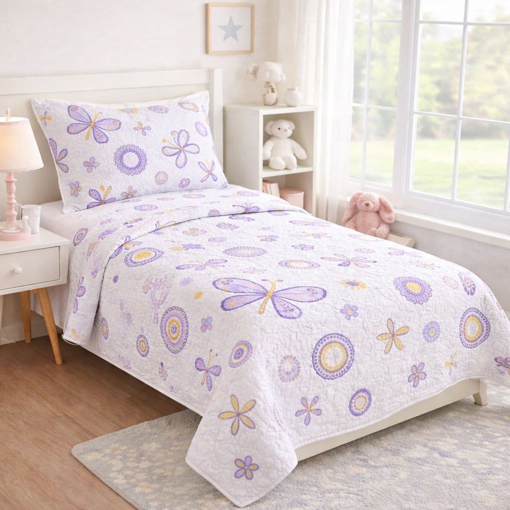 kit Colcha Infantil 2 Peças Menina Menino Cobre Leito Solteiro Dupla Face Fofo e Acolchegante