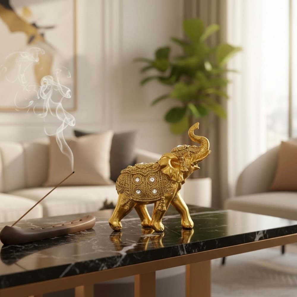 Elefante Indiano Dourado Da Sorte Prosperidade E Proteção Luxo