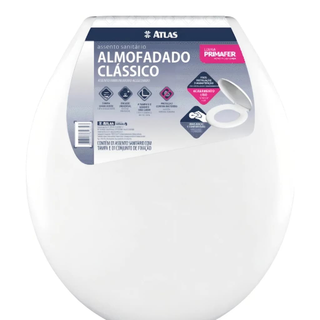 Tampa Vaso Assento Sanitário Almofadado Confortavel - Branco