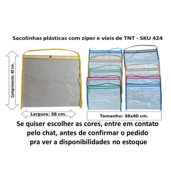 Organizador Multiuso para guarda roupa Sacos plásticos Maternidade com zíper e viés de TNT 40x38 cm. cd.424