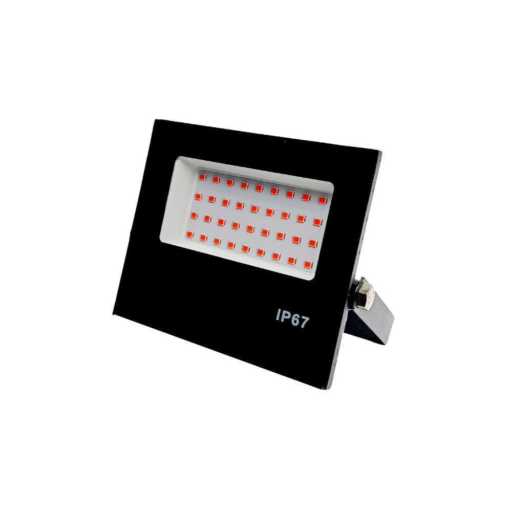 Refletor LED 100W Vermelho Bivolt Perfeito para Ambientes Temáticos Ideal para Eventos Fachada e Festas Carcaça Preta