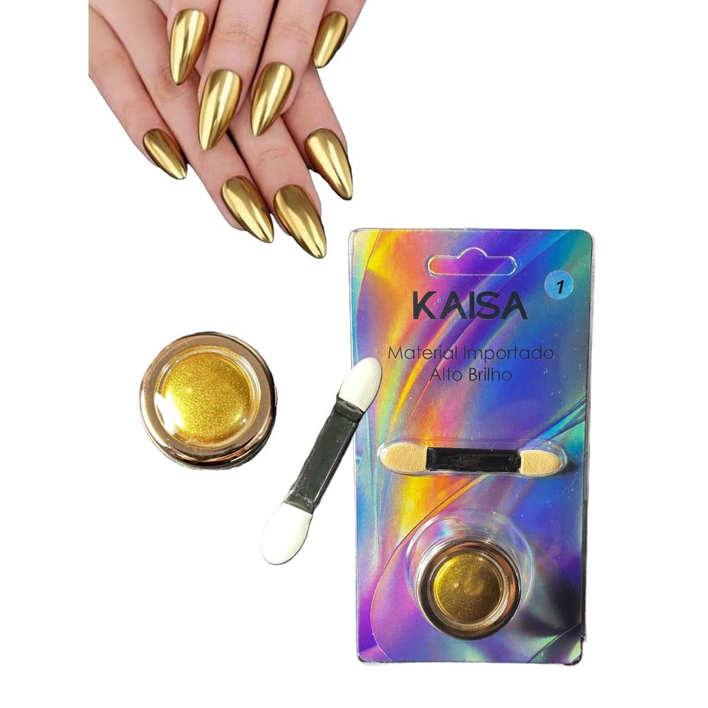 Pó Cromo Mirror com Alto Brilho Mágico para Unhas Brilhantes
