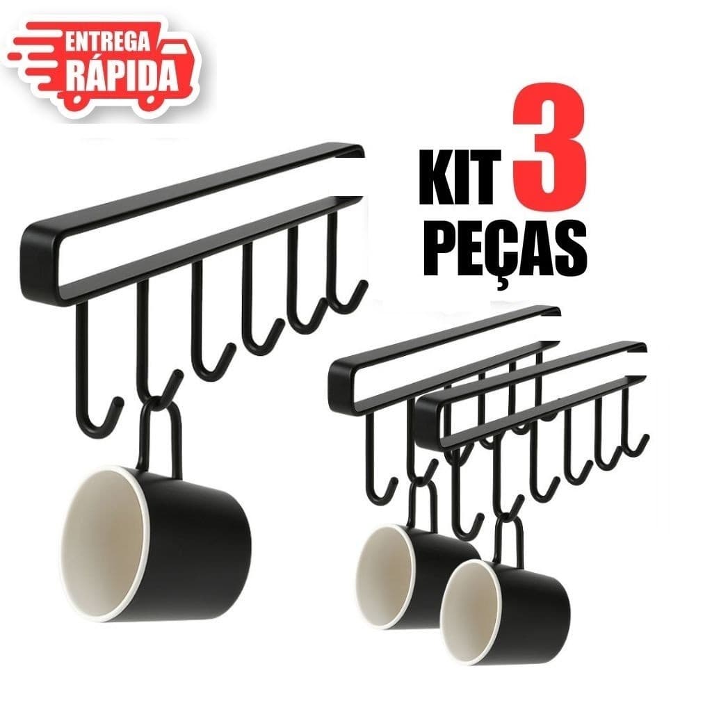 3 Suportes De Metal Porta Xícara Caneca e utensilios para sua cozinha