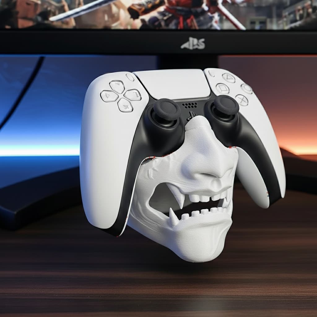 Suporte para Controle PS5 Máscara Ghost of Yotei Stand Decorativo de Mesa Premium