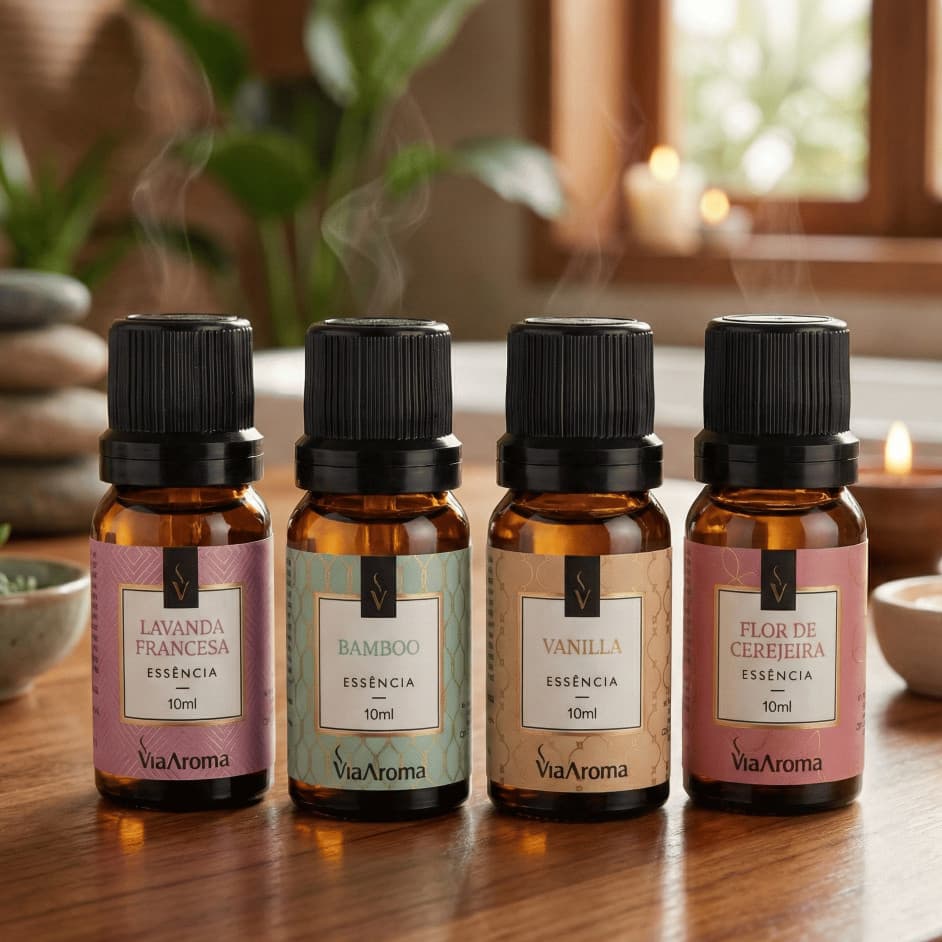 Kit Essência Via Aroma Original 10ml Para Aromatizador Difusor Umidificador Elétrico