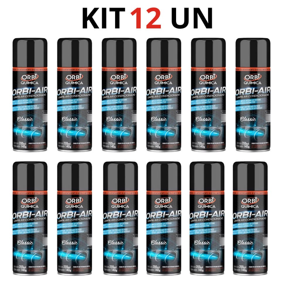 KIT 12 Limpa Ar Condicionado Automotivo Spray Higienização Orbi-air - Classic
