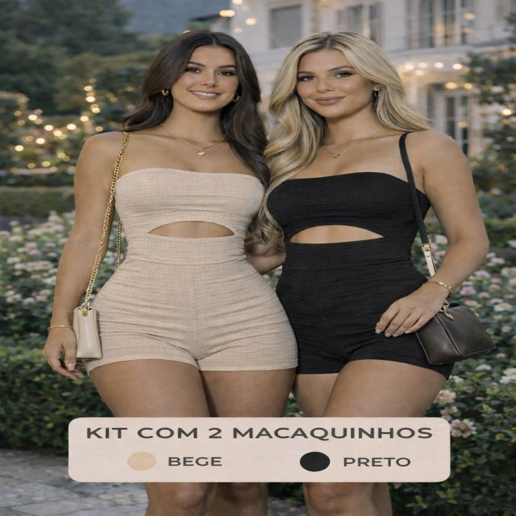Kit 2 Macaquinhos Femininos Bubble Texturizado Tomara que Caia Estilo Blogueira