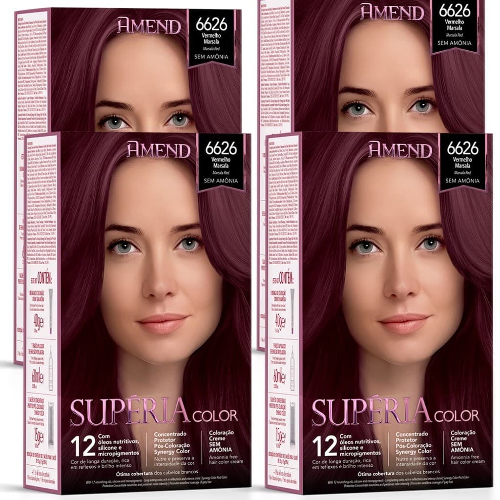 Tonalizante -  Amend Cosmetics Supéria Color 6626 Vermelho Marsala