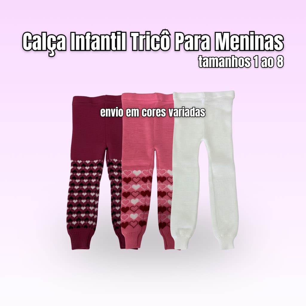 Calça Infantil de Tricô para Meninas Tamanho 1 ao 8 – Inverno Quentinha, Confortável e Estilosa
