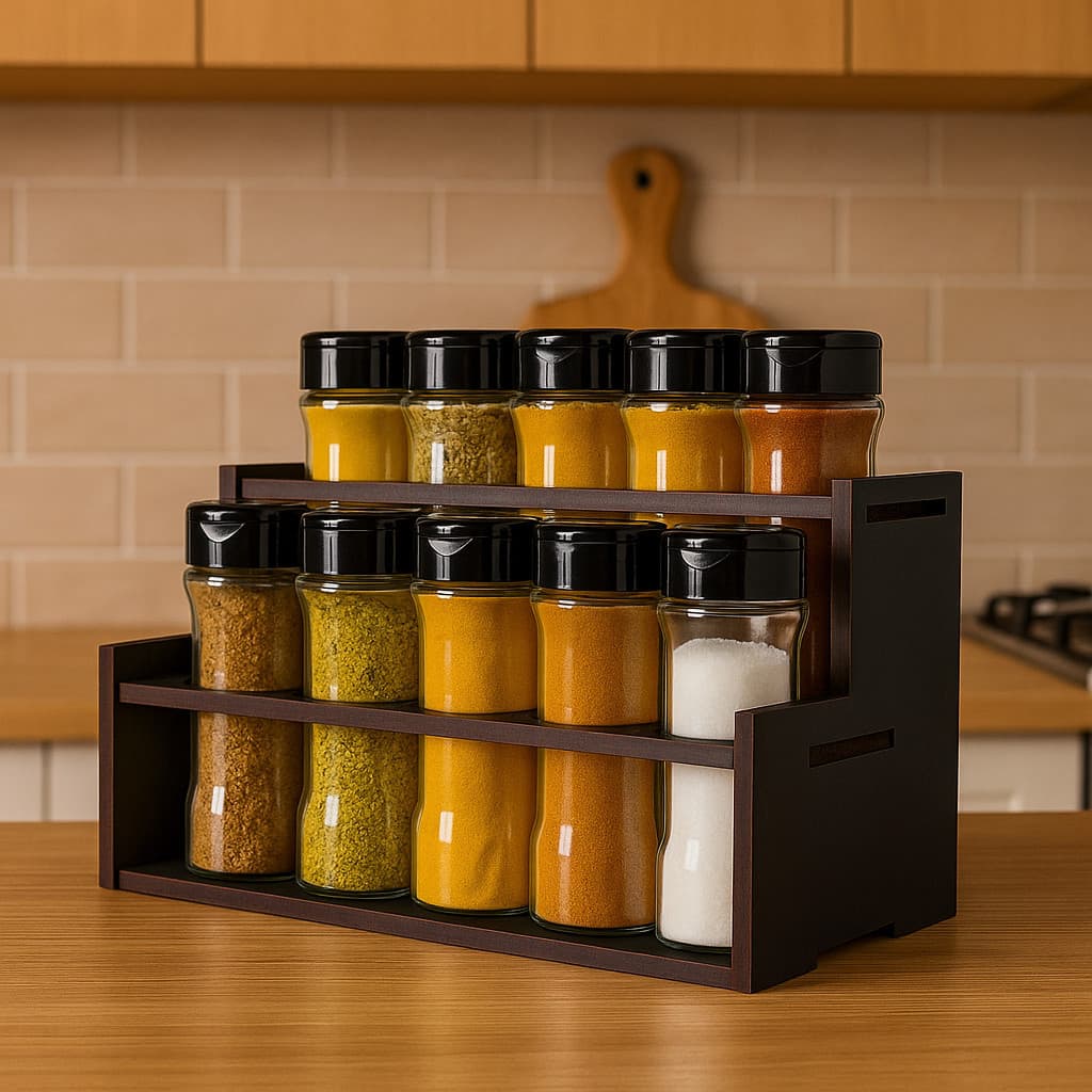 Porta Tempero Condimentos Potes Mantimentos Dois Andares Decoração Enfeite Multiuso Cozinha MDF