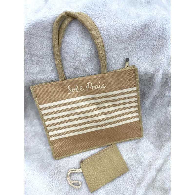 Bolsa sol & praia artesal com zíper