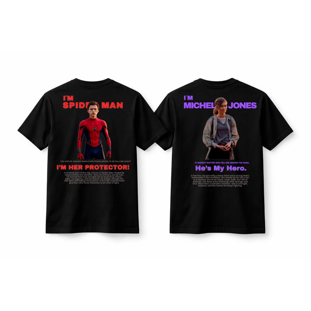 Kit 2 Camisetas Casal - Homem-Aranha e Mary Jane Streetwear Malha 30.1 Premium Onlyone