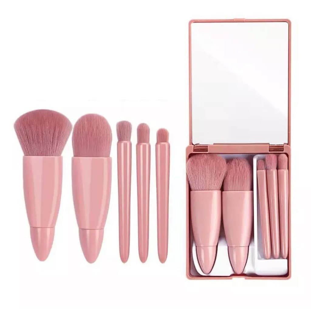 Kit 5 de Pincéis Para Maquiagem Com Espelho Super Sofisticado/Várias Cores Disponíveis/Promoção(FT)