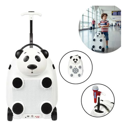 Mala Infantil Panda 3x1 Som Microfone E Blocos De Montar