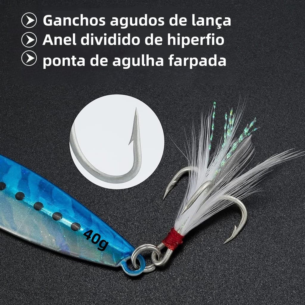 40g três ganchos reforçados tanque de sangue pena ganchos 10 pacote de água doce mar isca de pesca ganchos de peixe Mult