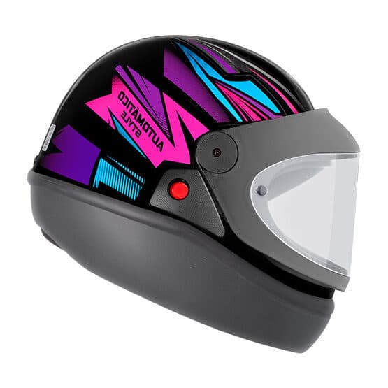 Capacete Ebf Automático Style Preto e Rosa Brilhante Estilo San Marino