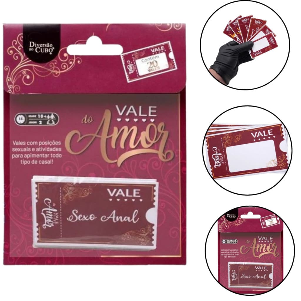 Jogo de Cartas Vale do Amor para Casais 20 Vales Personalizáveis e Divertidos Diversão ao Cubo