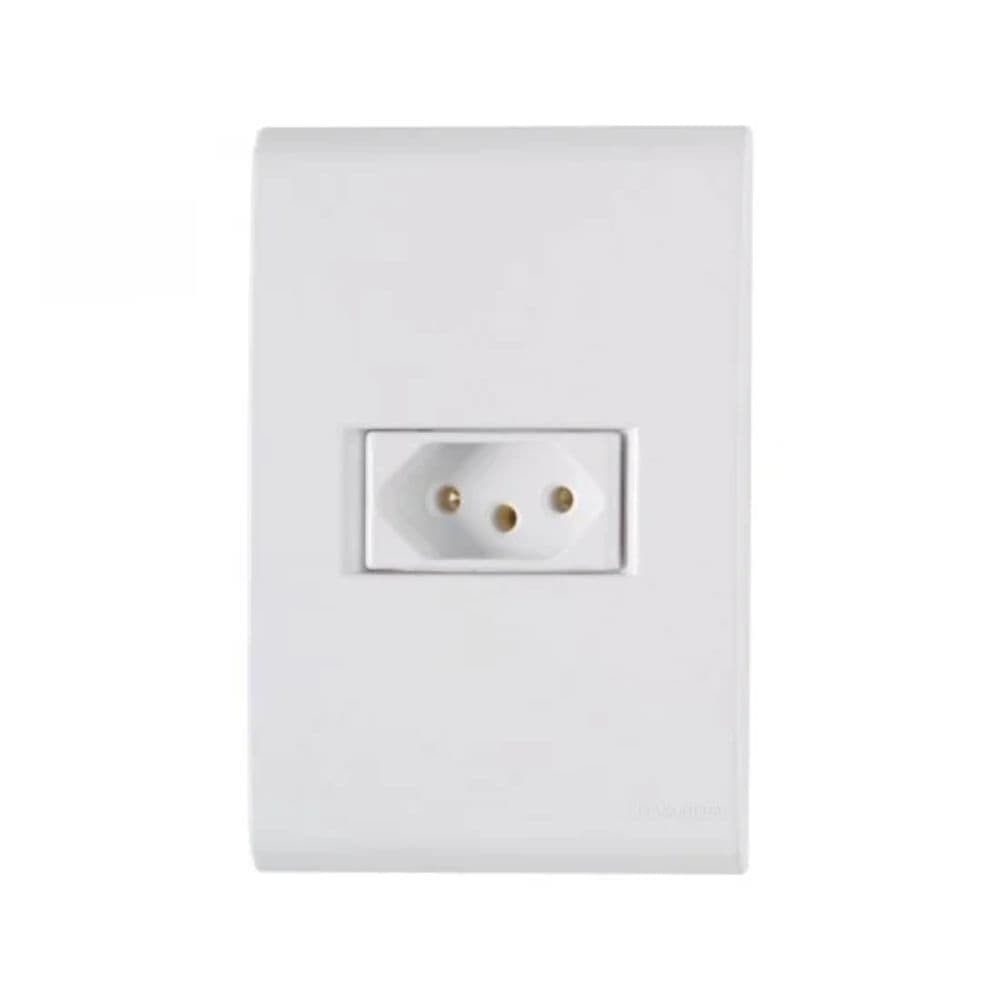 CONJUNTO PLACA 4X2 + 1 TOMADA 2P+T 10A/250V LINHA LIZ BRANCO  TRAMONTINA