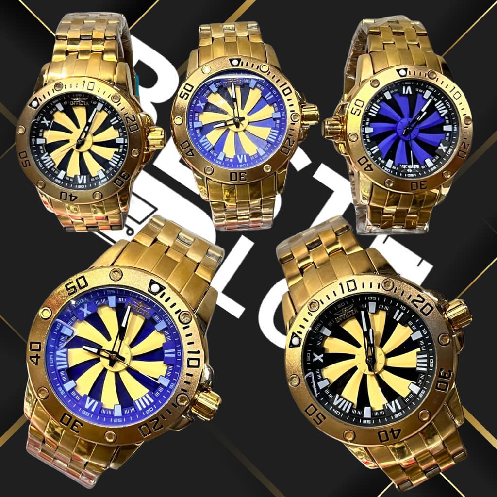relogio masculino giratorio invicta dourado a prova d'agua  luxo