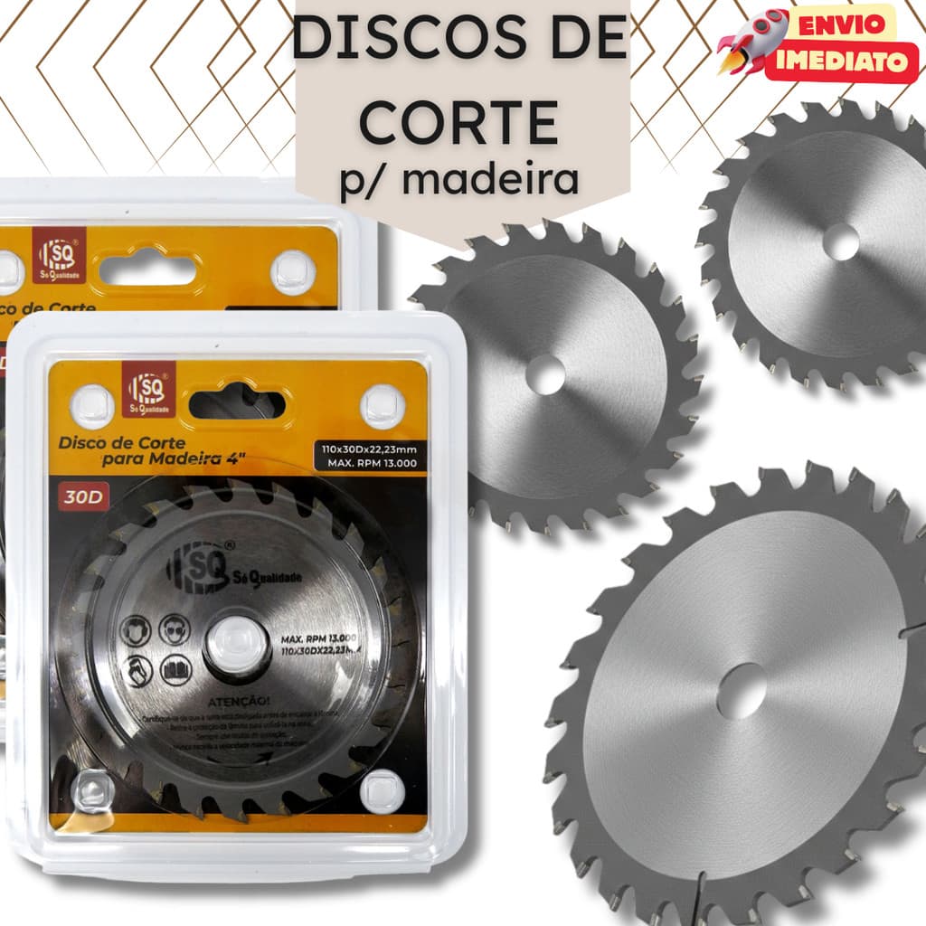 1, 2, 3 ou 5 - Discos para Cortar Madeira MDF 4" Serra Circular Pedreiro Marcenaria Construção Civil Disco Corte