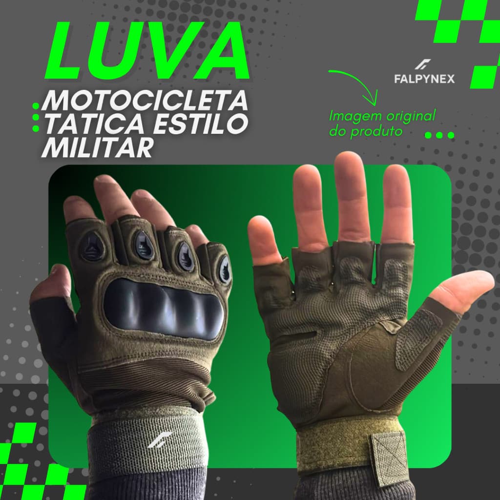 Luva Motociclista Meio Dedo Moto Motoqueiro Motoboy Proteção entregador