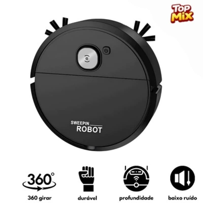 Robô Varredora/Aspirador De Pó  Automática 3 Em 1 Limpeza Doméstica Robótico Inteligente E Silencioso
