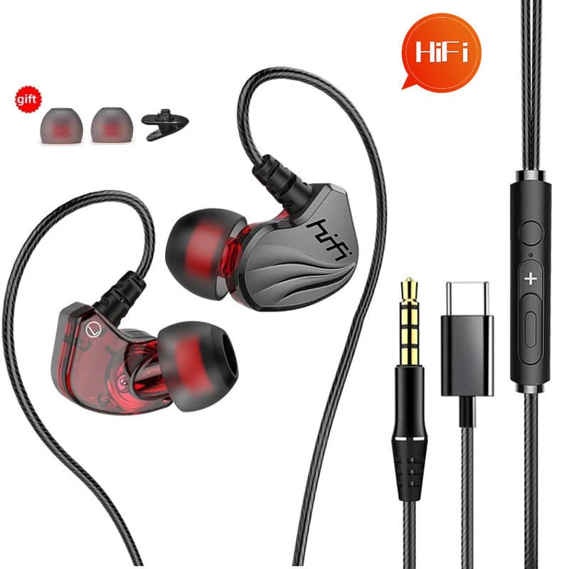 Fone de Ouvido HiFi Intra-Auricular com fio, Microfone,P2 3.5mm ou Tipo-C p/Jogos e Música