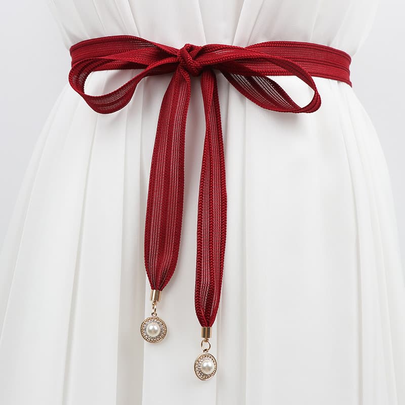 Moda cinto decorativo arco laço fita cintura corrente atada senhoras vestido saia simples cintura corda All-Match