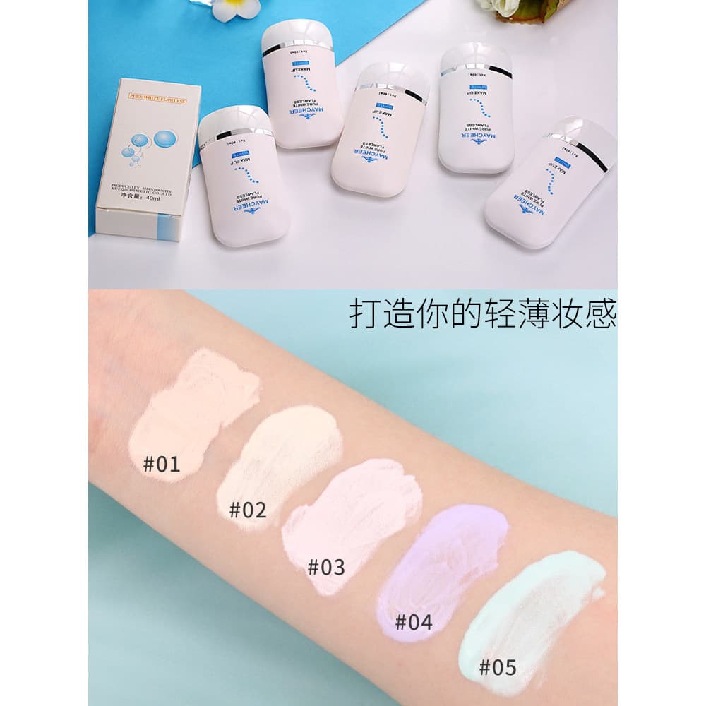 Meiqier base líquida branqueadora, 40ml, isolamento, hidratante, corretivo forte, creme de base, refrescante, maquiagem