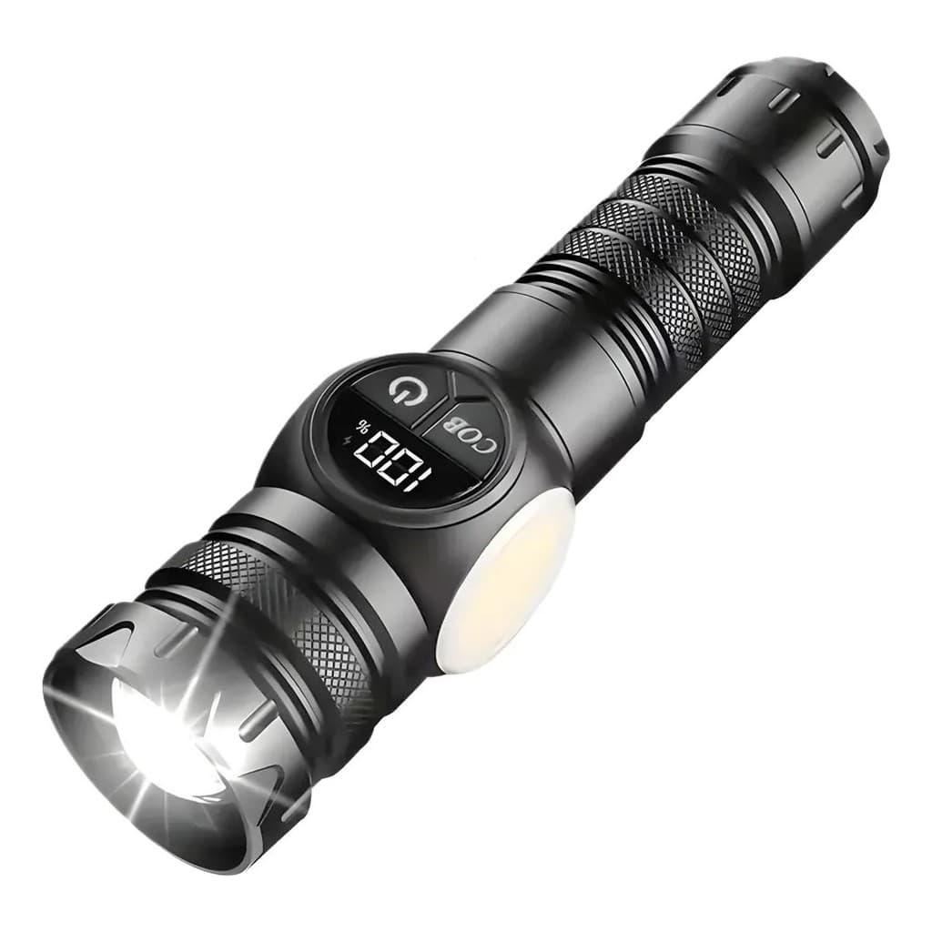Lanterna Led Recarregável  Magnética Preta E Branca WS-700
