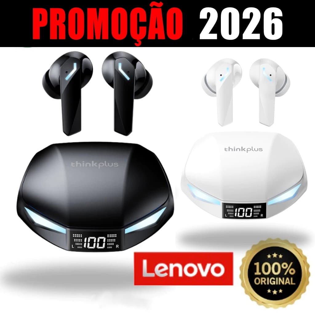 Fone Bluetooth Lenovo GM2 Pro Max XT53 TWS Original – Som HiFi IPX4 com Display Digital