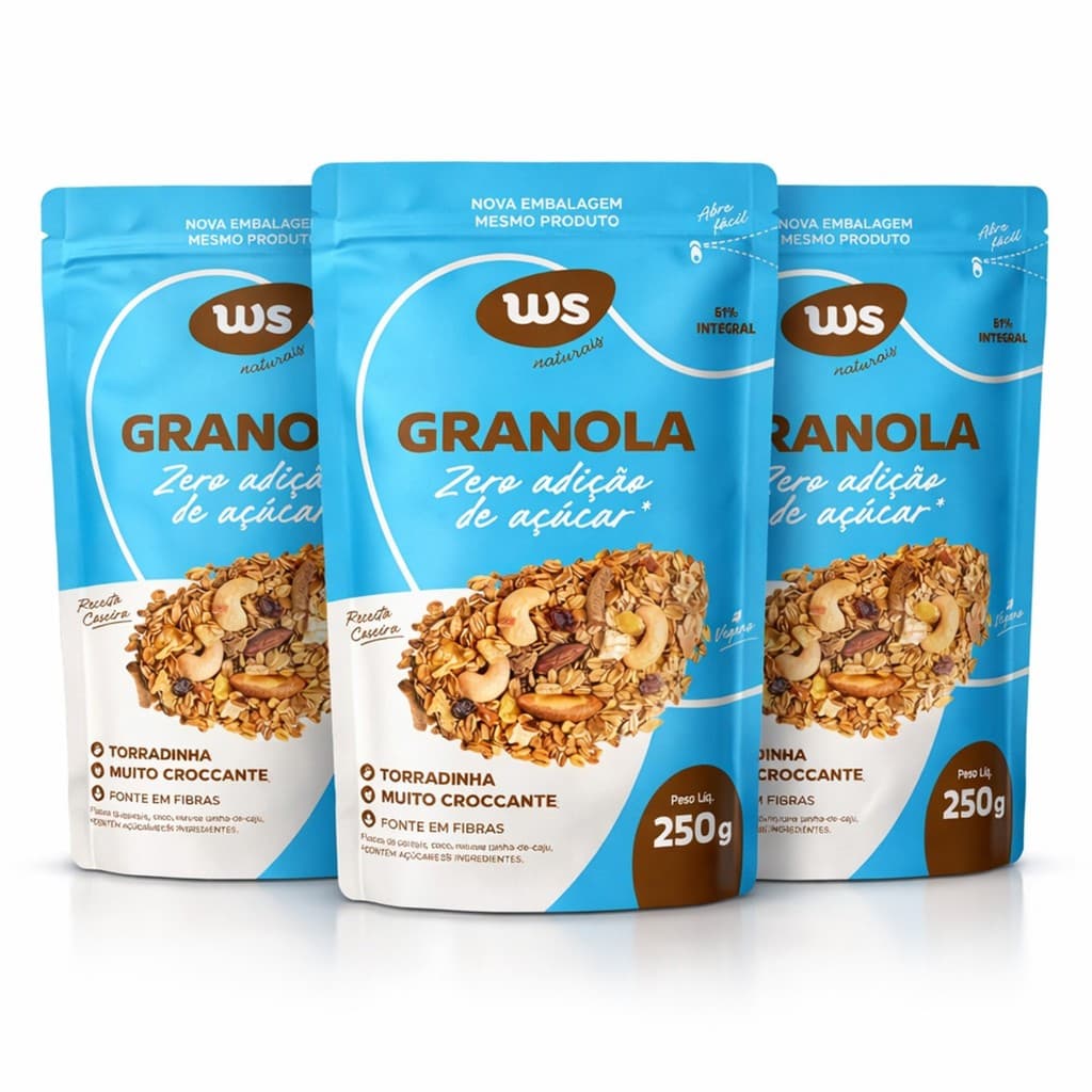 Kit 3 Granoa Zero Adição de Açucar WS NATURAIS 250g