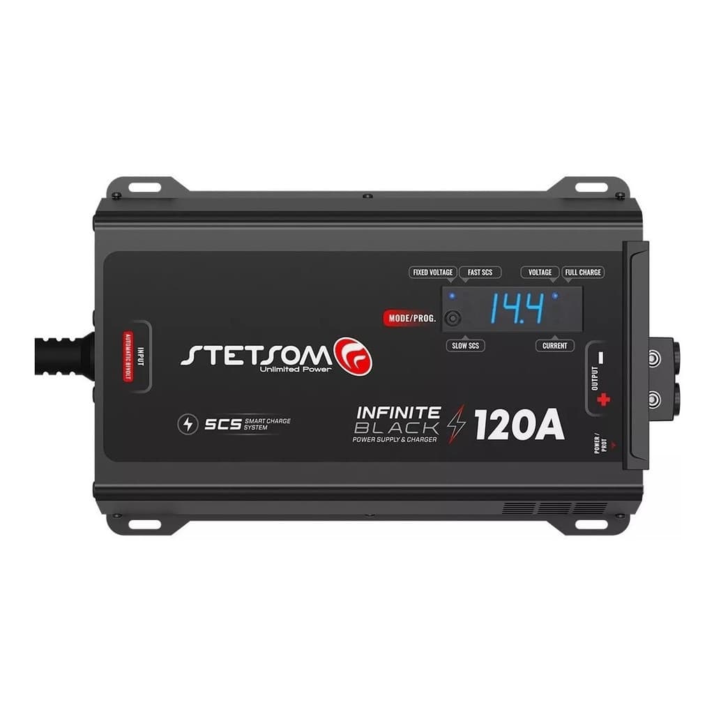 Fonte Carregador Stetsom Infinite 120a Amperes Som Automotivo Para Caixa Bob Som Carro Paredão 12v Bivolt Carregador