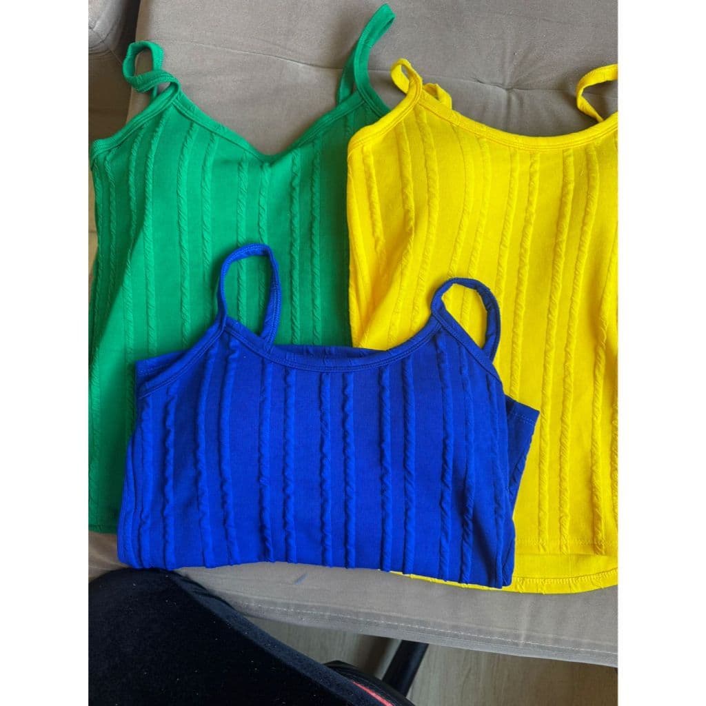 Regata Canelada Regatinha Feminina Tecido Premium nas Cores do Brasil Blusinha Feminia