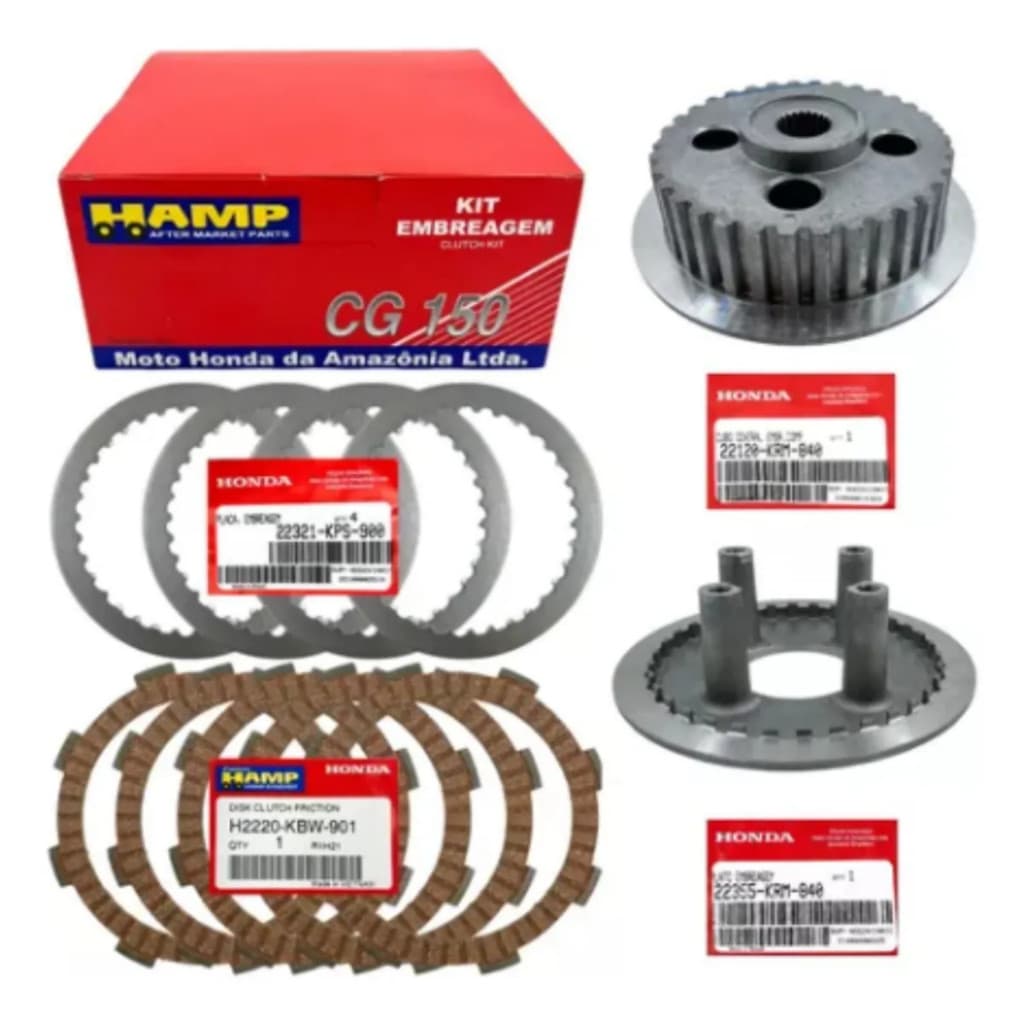 Kit Embreagem Fan150 Titan150 Bros150 Fan125 2009 a 2018 Hamp Honda H0620-KRM-900