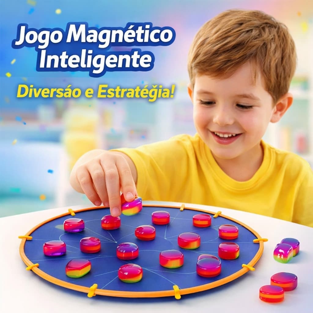 Jogo Magnético de Estratégia Infantil Tabuleiro Educativo Interativo Lógica Coordenação