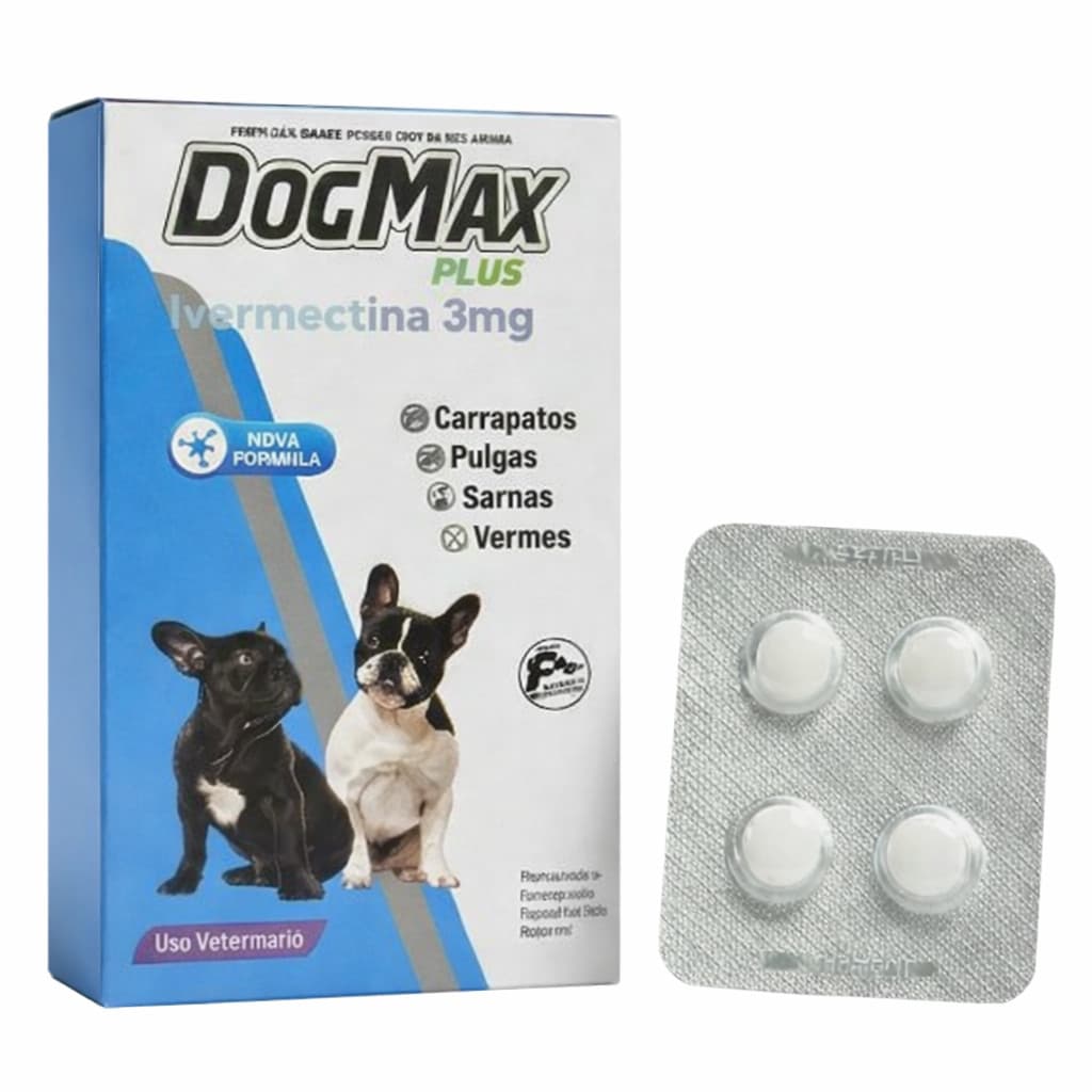 Remédio para cães contra Pulga Carrapato, Vermes E Sarna 7 a 15kg Dogmax Plus  - 4 Comprimidos