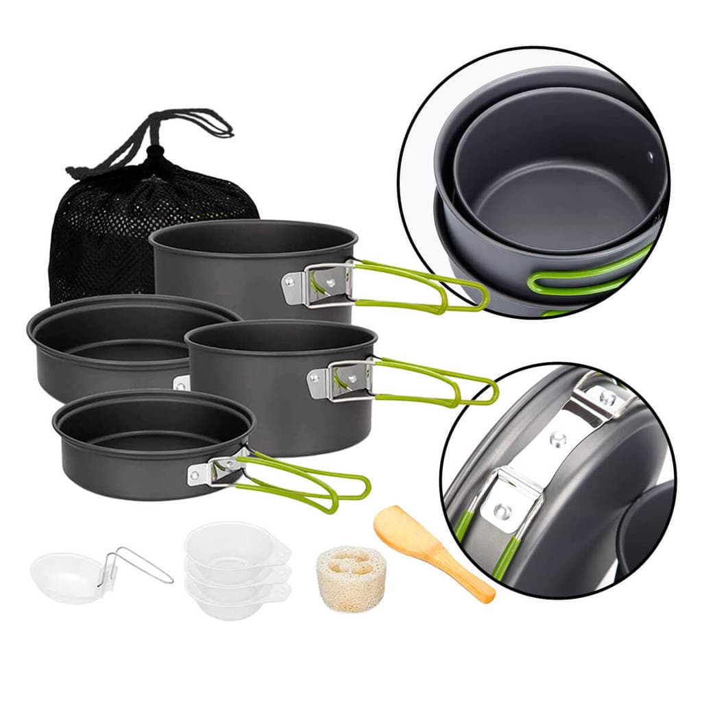 Conjunto de Panelas Completo com 10 Peças para Camping Pesca Trilha