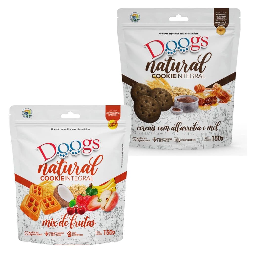 Biscoito Cookies Integral Natural Premium Cães Doogs 150/300/450/600g - Zero Corantes e Transgênicos