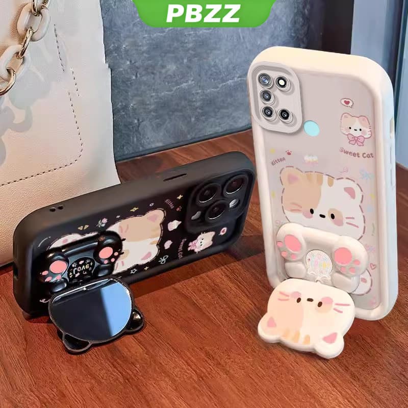 Capa Para SAMSUNG a21s De Telefone Softcase Silicone À Prova De Choque Novo design Estético Gato Dos Desenhos Animados C