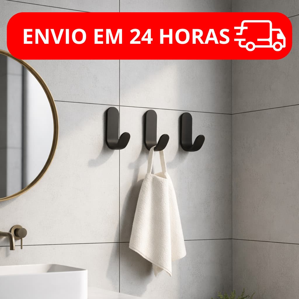 Cabide Gancho de Parede com Fita Dupla Face 3M para Toalhas Banheiro Duas Cores G18