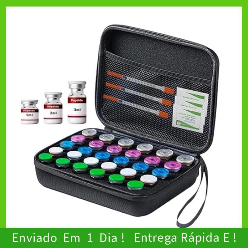 - joycePeptide Vial Organizer Case 30 Slots Para Insulina , GLP-1 Frascos De 1-3 Ml-Estojo De Viagem Rígido Armazenament