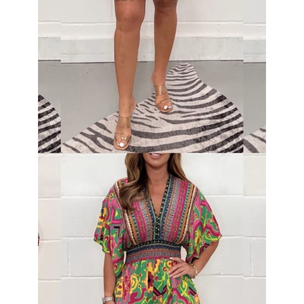 Estilo europeu americano rua moda temperamento verão novo estilo Amazon Cross-Border senhoras impresso com decote em V m