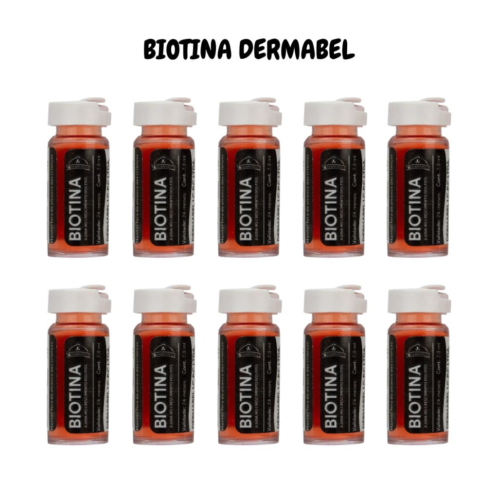 Ampola de Vitamina Biotina Força, Crescimento e Fios Saudáveis Antiqueda 2,8ml Dermabel