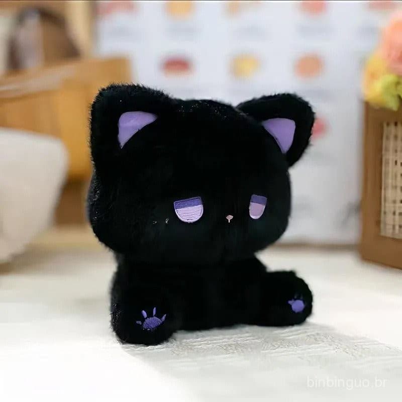 Boneco de Pelúcia de Gato Fashion Emotion, Brinquedo de Desenho Animado, Confortável e Macio, Casal de Gatos Pretos, Bri