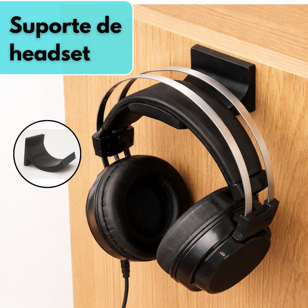 Suporte Headset Gamer Headphone Fone De Ouvido Parede Fixo com Fita Dupla Face