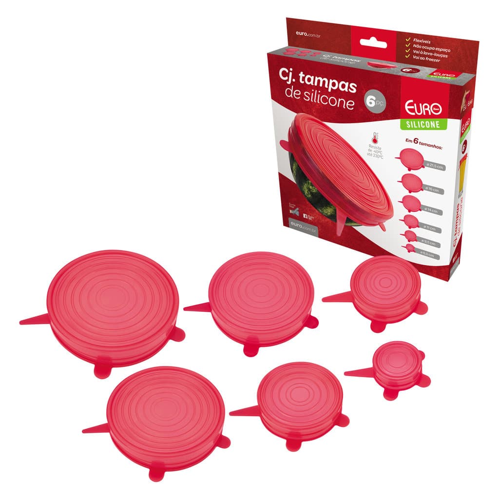 Kit 6 Tampas De Silicone Tampa Panela Pote Reutilizável Elástica Cozinha Flexível