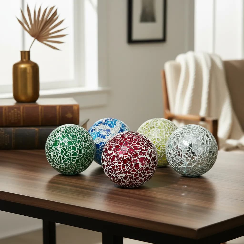 Bola Enfeite Decoração Mosaico Vidro Craqueleda - 10cm