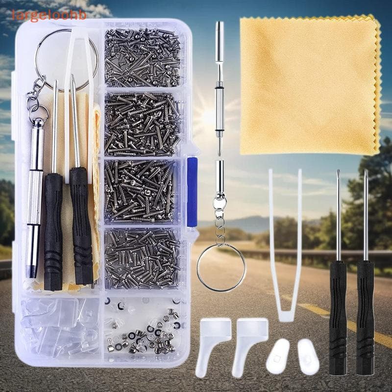 [largeloohb] 500 Peças Kits De Ferramentas De Reparo De Óculos De Sol Com Parafusos Almofadas De Nariz Chave De Fenda Po